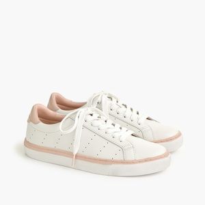 J. Crew Women's casual Saturday Sneakers white leather + pink/nude 8.5 8H $98